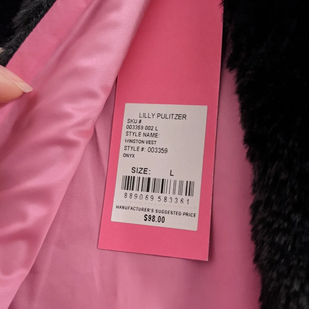 {Lilly Pulitzer} Brand New Winston Onyx Vest